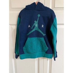 Kids Jordan Jumpman Hoodie Blue Teal Color Block Graphic Sweatshirt Size 6